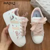 Süße rosa Hello Kitty hochwertige Schnür-Sneaker für Damen Y2K trendige Sanrio Cartoon-Schuhe mit dickem Boden, Studenten-Party-Sneaker