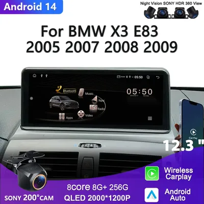 12,3 zoll Android 14 Auto Für BMW X3 E83 2003-2010 Multimedia Head Unit Navigation Auto Radio Player auto Stereo Kopf Einheit Bildschirm