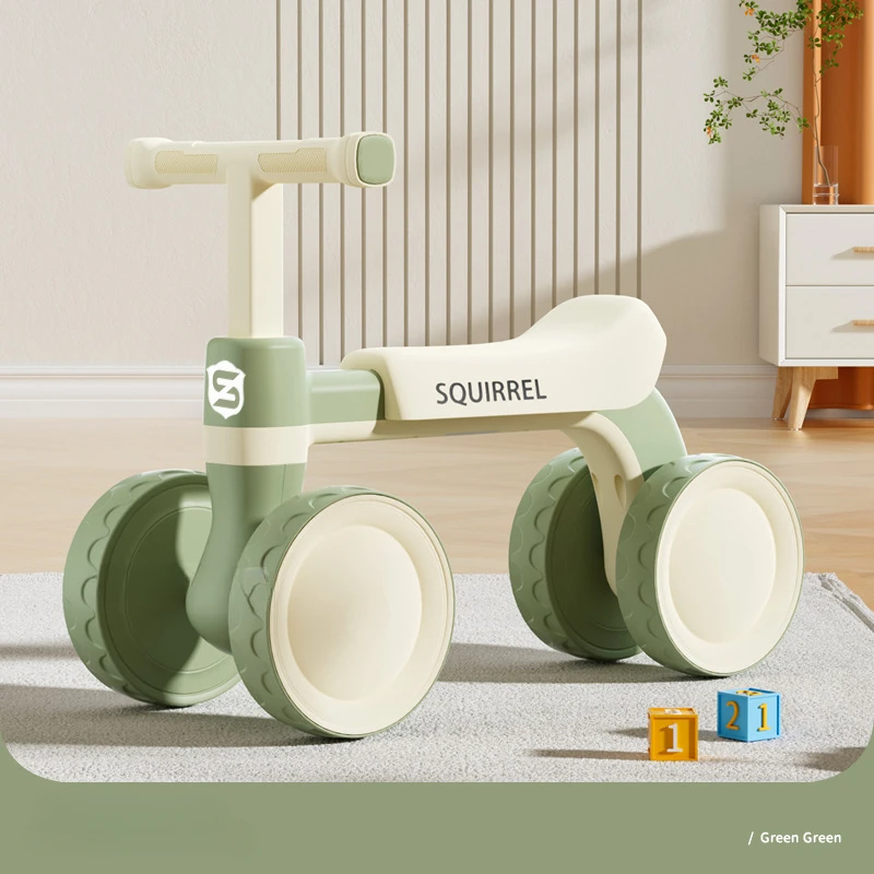 Baby-Laufrad, 4-Rad-Gehhilfe ohne Pedal, erste Kleinkind-Außenspielzeug zum Aufsitzen, Kindergeburtstagsgeschenk für 1–3 Jahre alte Kinder Image