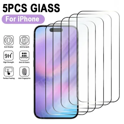 5PCS Screen Protector Für iPhone 17 Air 16 15 14 13 12 11 Pro Max Plus Mini Gehärtetes Glas für iPhone 7 8 6 Plus SE 2020 2022