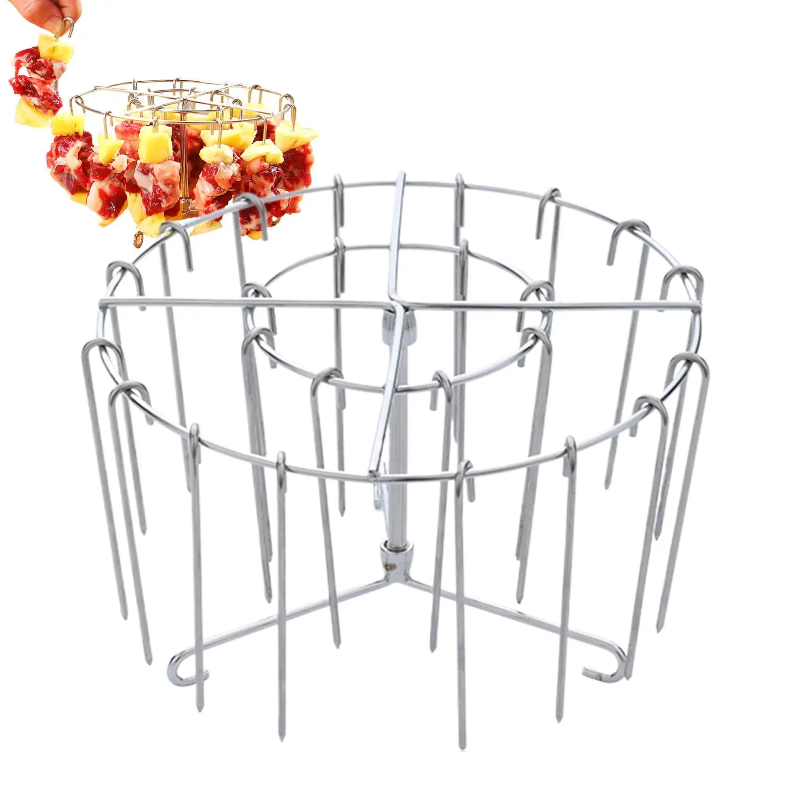 Edelstahl-Grill mit 24 Spießen, Luftfritteusen-Ständer, kann Luftfritteusen-Spieß-Rack, Edelstahl-Draht-Rack, Küchenhelfer-Grill