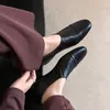 2025 neue Herbst Frauen Müßiggänger Aus Echtem Leder Frauen Schuhe Runde Kappe Blockabsatz Schuhe Frauen Wohnungen Weiche Schuhe