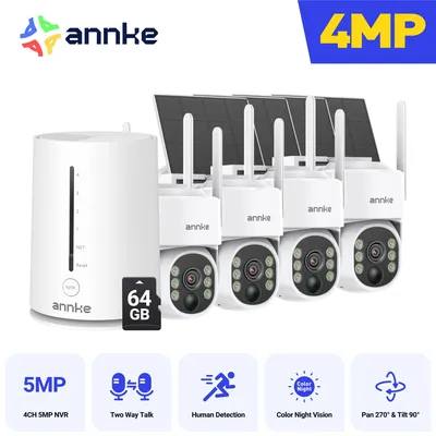 ANNKE 4MP Batterie WiFi Sicherheit Kamera PT Auto Tracking Farbe Nachtsicht Drahtlose IP Kamera 4CH Homebase Sicherheit System