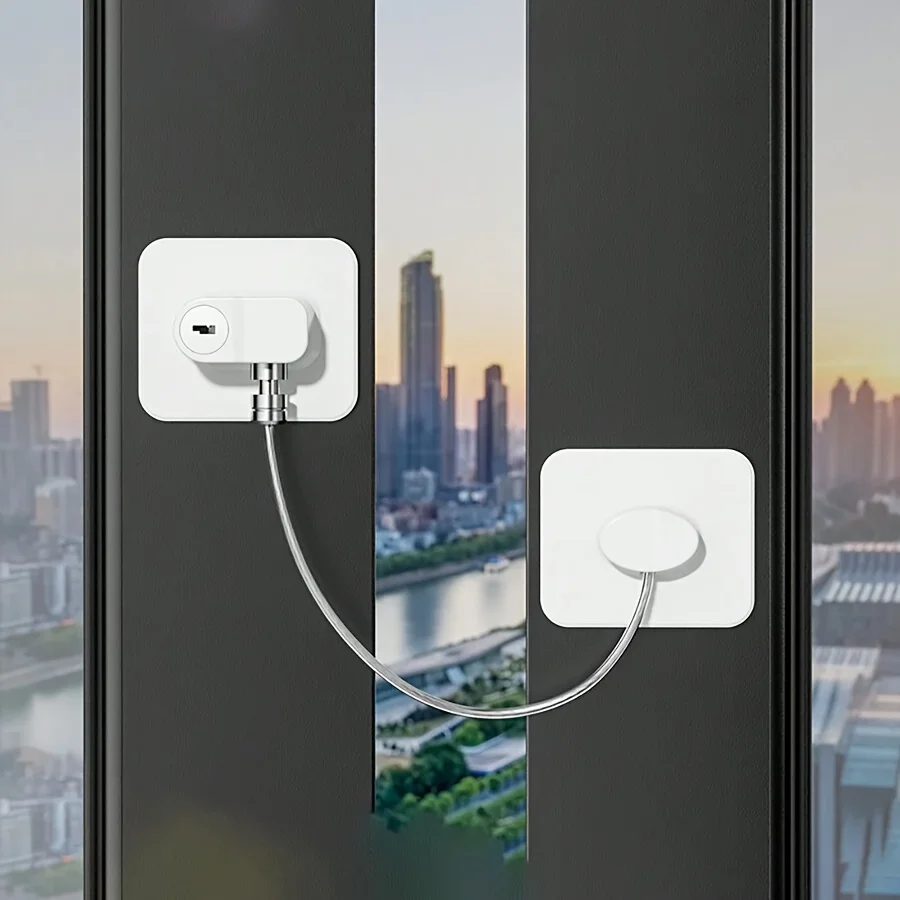 Kindersichere Schrankschlösser mit Kombination – selbstklebende Sicherheitsriegel ohne Bohren für Kühlschrank, Ofen Image