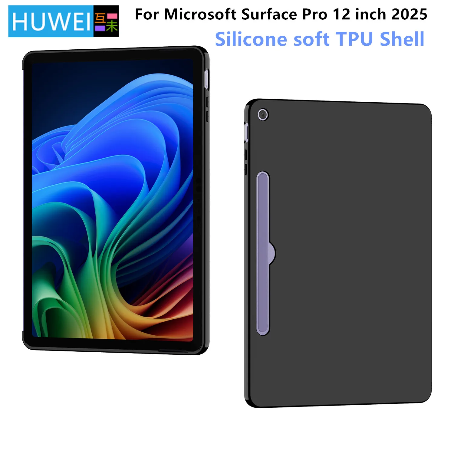 Weiche Hülle für Microsoft Surface Pro 12 Zoll 2025 Schutzhülle Surface Pro 12 Silikon TPU Schwarz Schutzhülle Rückseite Image