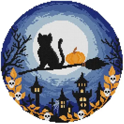 Halloween Black Cat Pattern DIY Handmade Cross Stitch Kit 14CT 16CT 11CT Counted Stamped Fabric DMC Thread Embroidery Sewing Set