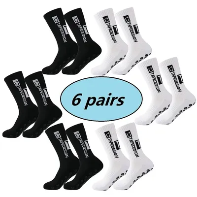 6Pairs/Lot Non-slip Silicone Bottom Football Socks Mens Sports Socks Breathable Soccer Socks Rugby Tennis Volleyball Yoga Socks