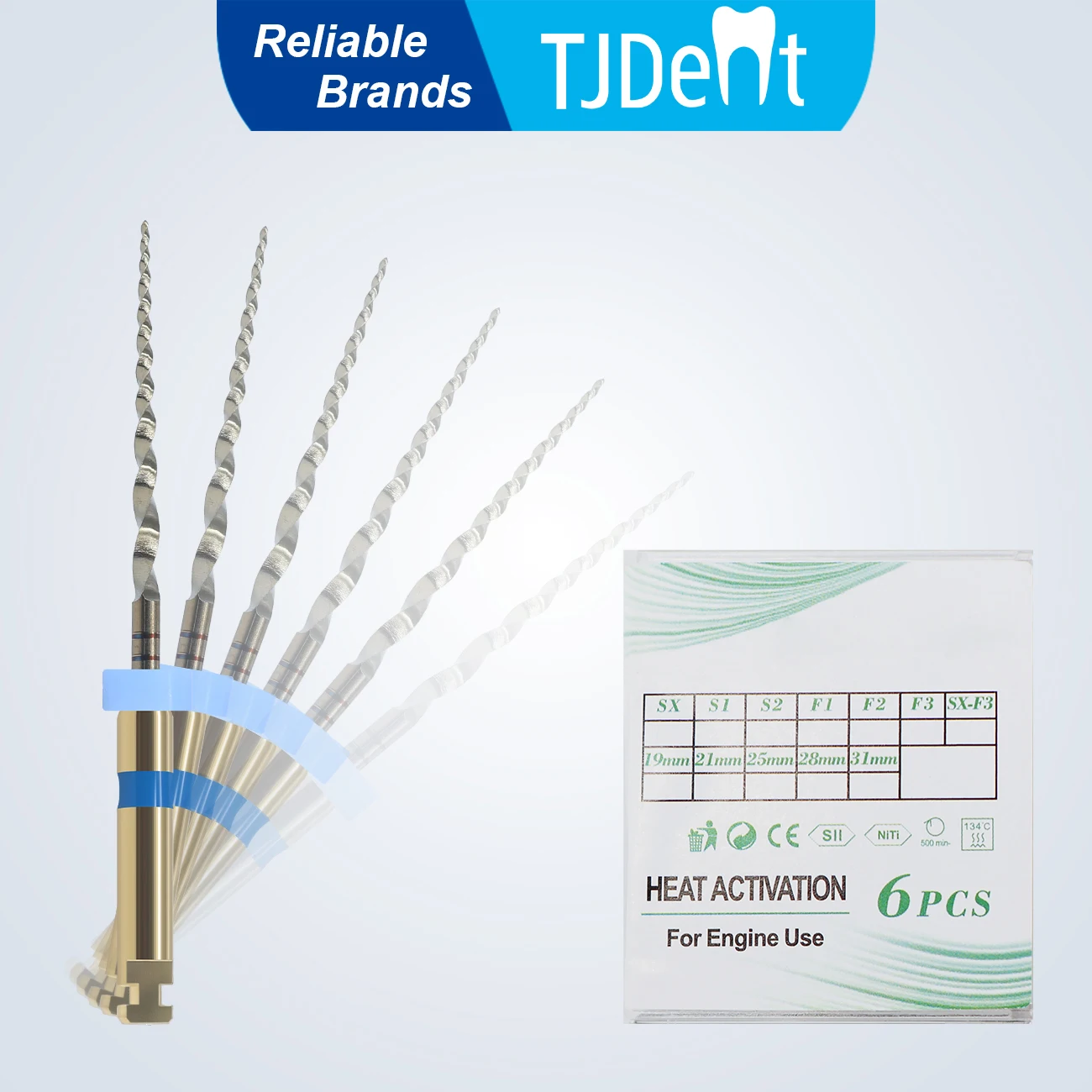 TJDent 6 teile/schachtel Dental Wurzelkanal Endodontie Dateien 21mm Super Goldene Niti Wärme Aktivierung Flexible Zahnmedizin Instrument Werkzeuge