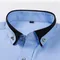 Camicia da uomo con fibbia da trapano Camicia da uomo sociale formale da lavoro a maniche lunghe Camicia da uomo bianca blu tinta unita a maniche lunghe per uomo antirughe