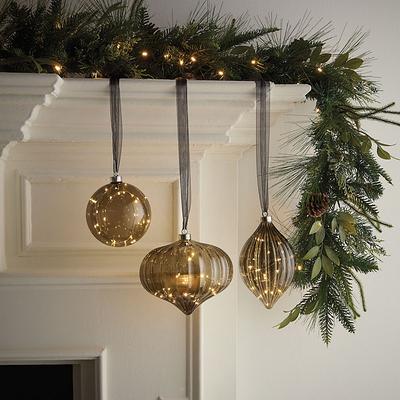 Starry Micro LED Glass Ornaments with Ribbon - Ball - Ballard Designs