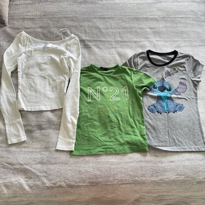 Disney Shirts & Tops | 3 Pcs Girls T-Shirts, Size 8-10 Years Old | Color: Gray/Green | Size: L/G