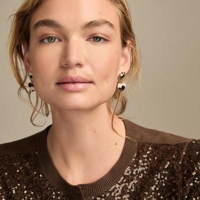 Lucky Brand Leopard Inlay Heart Drop Earrings - Women's Ladies Accessories Jewelry Earrings in Gold