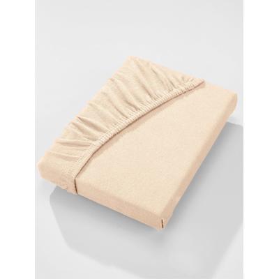 Betttuch BIBERNA Gr. 2, beige (sand), B:140-160cm L:200cm, Mako-Jersey, 100% Baumwolle, Laken Image