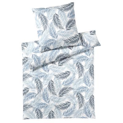 Bettwäsche ELEGANTE "Palm", blau (navy, blau), B/L: 155cm x 220cm, , Satin, B/L: 80cm x 80cm, Satin, Obermaterial: 50% Baumwolle, 50% Viskose, Bettwäsche, angenehmes Hautgefühl Image