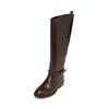 Stiefel MARC O'POLO "aus edlem Kalbleder", Damen, Gr. 40, braun (schwarz braun), Obermaterial: 100% Leder (Rind), Schuhe
