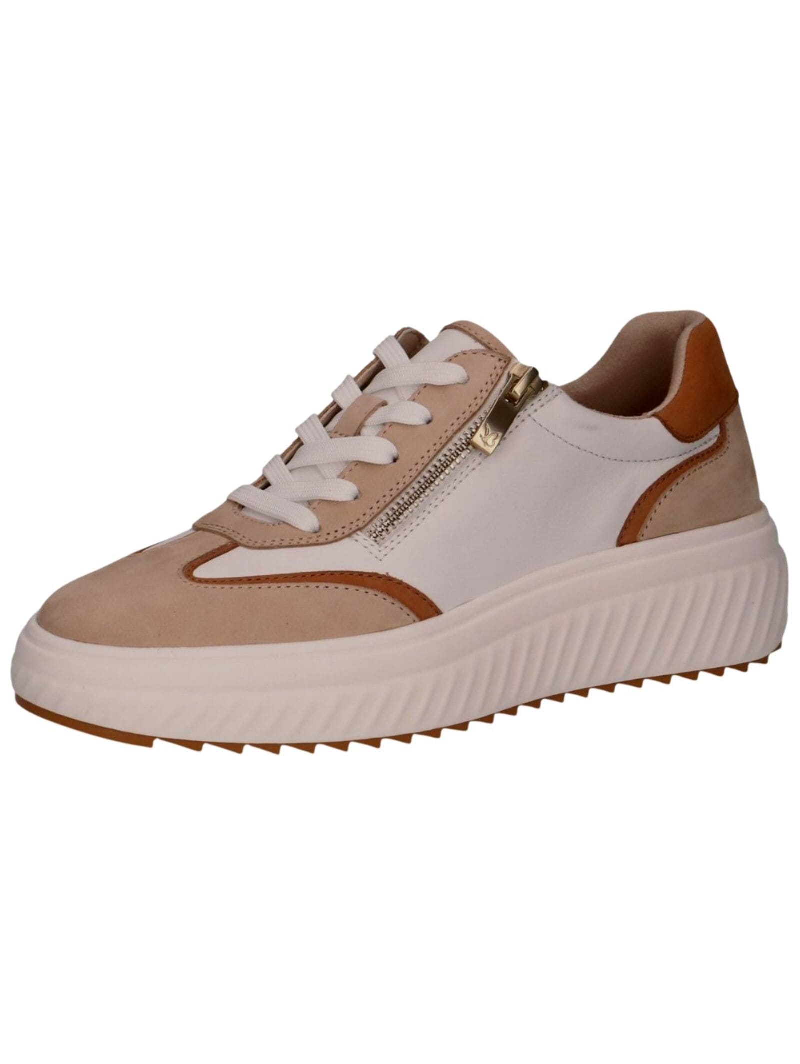 Plateausneaker CAPRICE "Caprice Sneaker Leder", Damen, Gr. 38, beige (weiß, beige), Leder, Schuhe