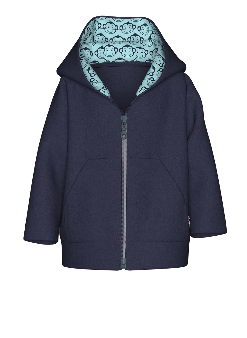 Fleecejacke TRIGEMA "TRIGEMA Fleecejacke mit Kapuze", Baby, Gr. 80, navy, 100% Polyester, Basic, Jacken Image