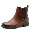 Chelseaboots TAMARIS, Damen, Gr. 42, braun (cognac), Lederimitat, Elastischer Einsatz, used, unifarben, klassisch, Schuhe, Blockabsatz, Stiefelette, Schlupfschuh im Used Look