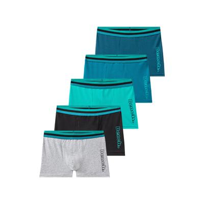 Boxer BENCH. "Boxershorts für Jungen", Kinder, Gr. 170/176, grau, petrol, mint, hellpetrol, schwarz, Jersey, Obermaterial: 95% Baumwolle, 5% Elasthan, unifarben, Unterhosen, mit Logo Druck am Bein Image