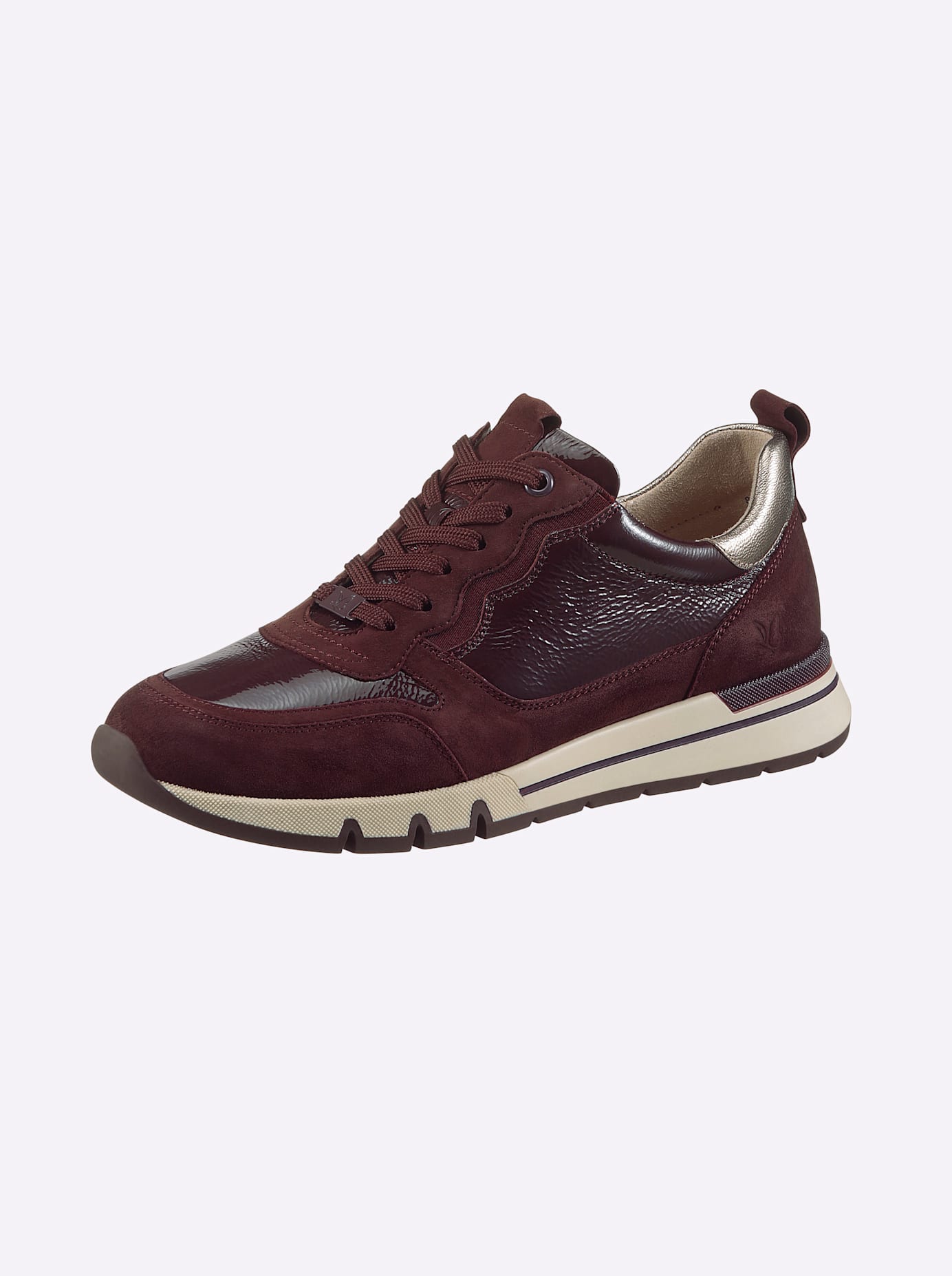 Sneaker CAPRICE, Damen, Gr. 41, rot (burgund), Glattleder, Lackleder, Veloursleder, Sportlich, Schuhe