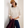 Sweatshirt CECIL, Damen, Gr. M (40), beige (light beige), Sweatware, Obermaterial: 85% Polyester, 13% Viskose, 2% Elasthan, unifarben, Strukturmuster, casual, regular fit normal, Rundhals, Langarm elastischer Bund, Sweatshirts, mit Zebra Strukturmuster