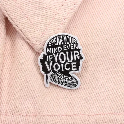 Speak Your Mind Even If Your Voice Shakes Enamel Pin Feminism Women Power Famous Quote Brooch Badge Jewelry Gift For Friends