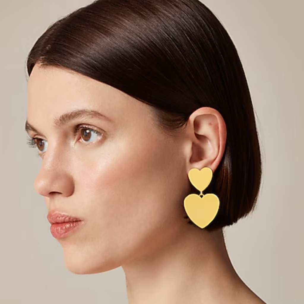 J. Crew Jewelry | J. Crew Double Heart Drop Earrings, Nwt | Color: Gold | Size: Os