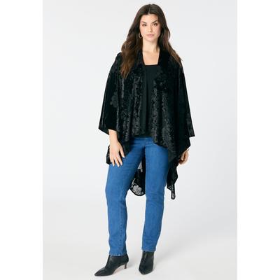 Women's Floral Burnout Shawl by Accessories For All in Black