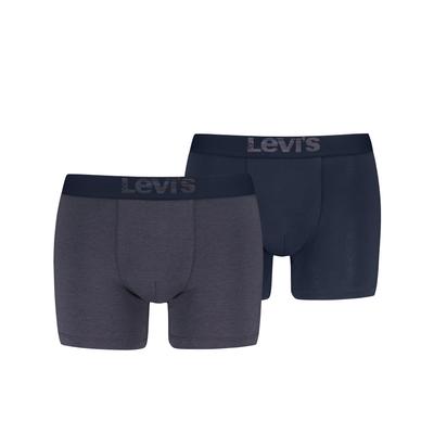 Boxershorts LEVI'S "LEVIS MEN OPT ILL BOXER BRIEF ORG CO 2P", Herren, Gr. S, blau, braun, Obermaterial: 95% Baumwolle, 5% Elasthan, körpernah, Unterhosen, mit breitem Logobund Image