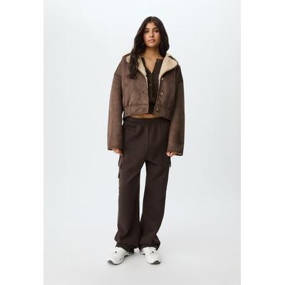 Stradivarius Double-faced crossover jacket Brown XL