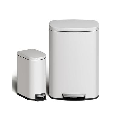 Metal Trash Can, Rustproof Garbage Can with Lid, Step-on Trash Bin with Inner Bucket