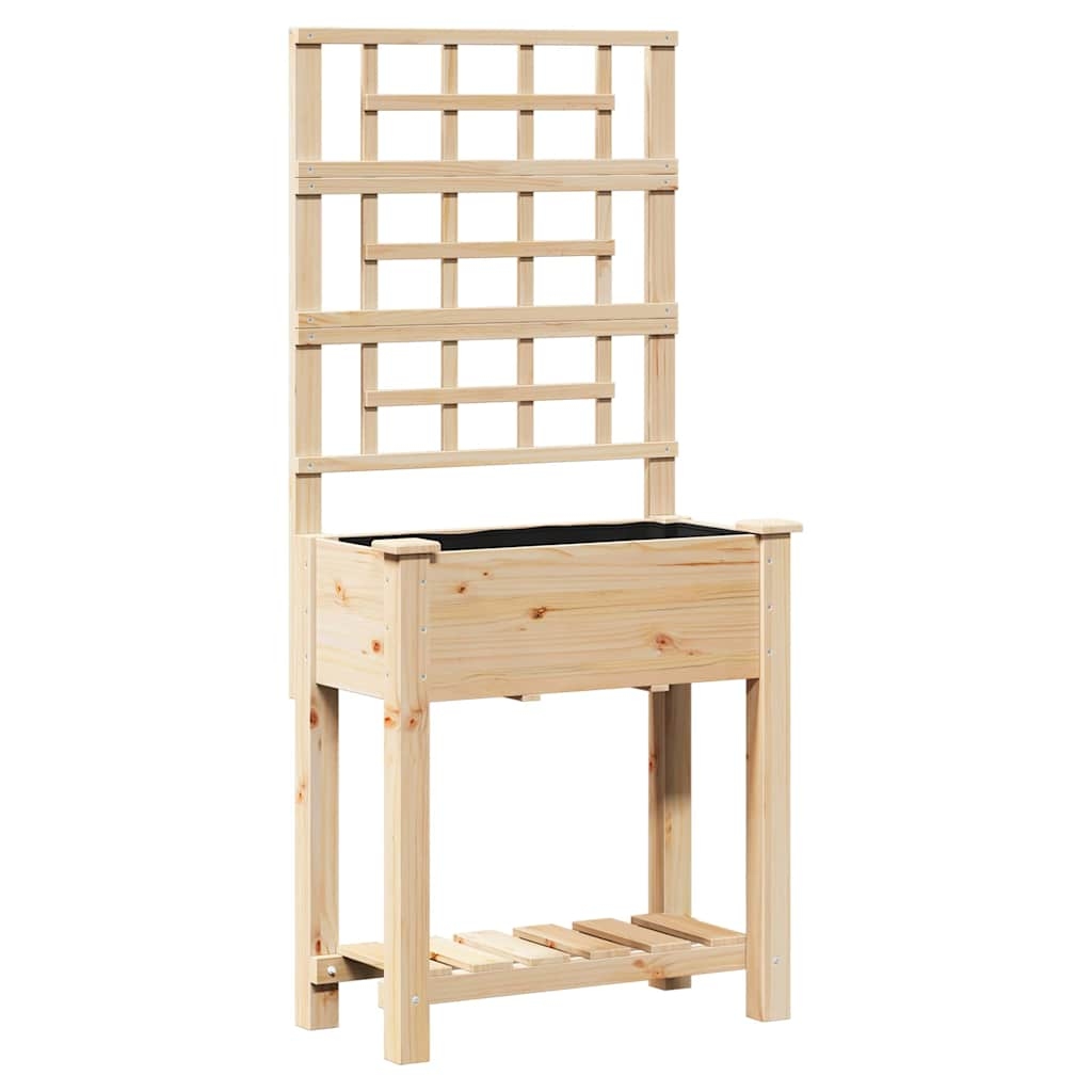 vidaXL Gartenblumentopf Beige 71 x 38 x 152 cm Massives Fichtenholz Image