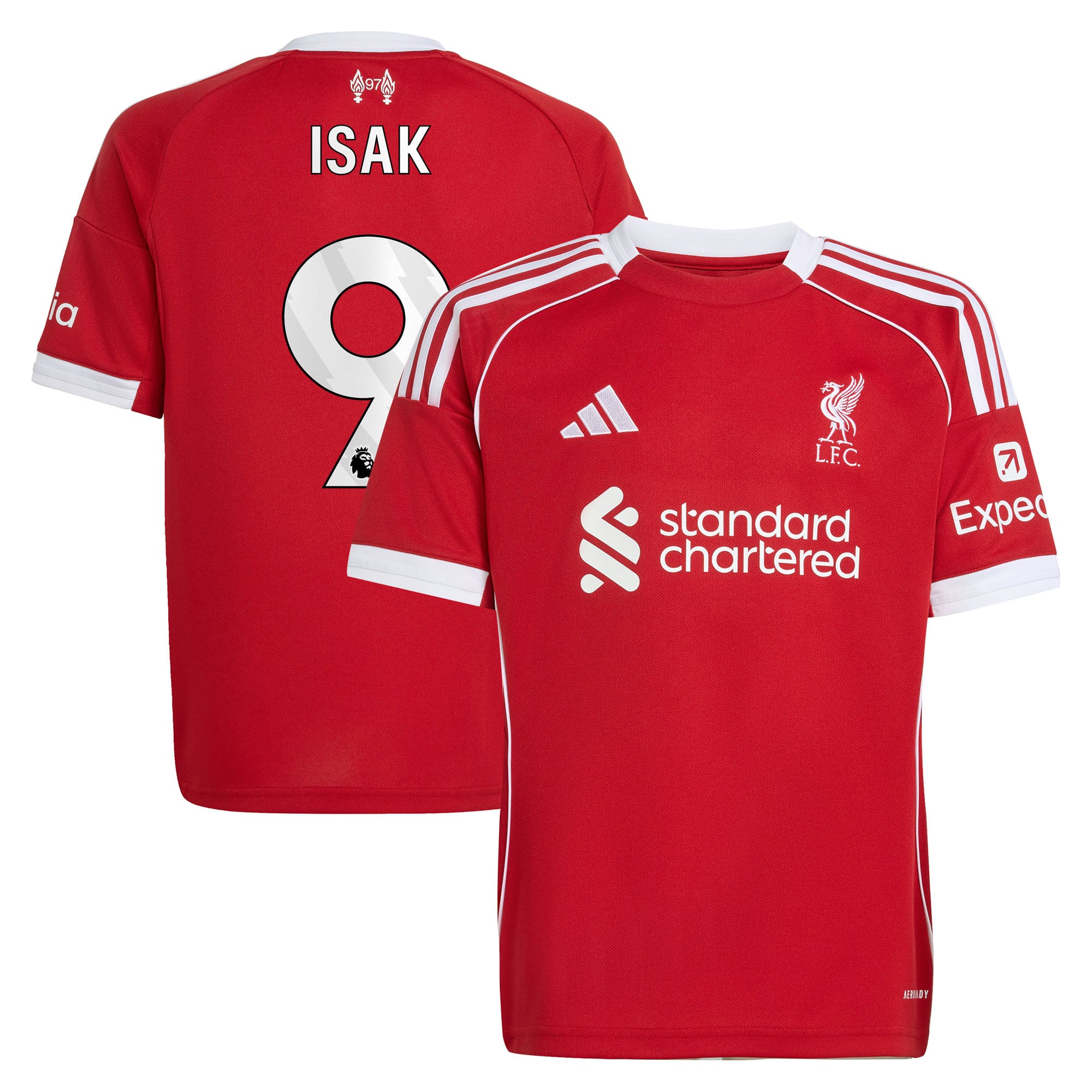 Maillot Liverpool adidas Domicile 25/26 - Enfant avec flocage Isak 9