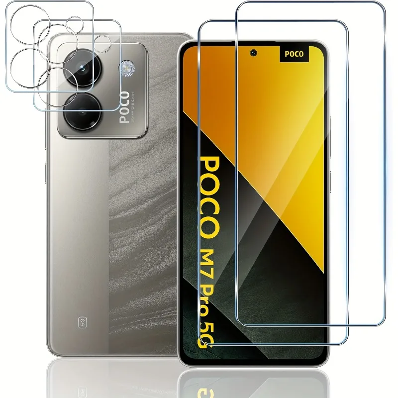 2Pcs Gehärtetem Glas Gehärtetem Glas Mit 2Pcs Kamera Objektiv Film Für Xiaomi Poco M7 Pro M6 Plus M5 m4 M3 Pro F7 F6 F5 F4 Pro Glas Image