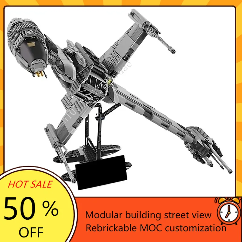 1487PCS B-wing Starfighter Space War Military MOC SpaceShip Schlacht Modell Benutzerdefinierte Puzzles Architektur DIY Montage Modell Spielzeug geschenk Image