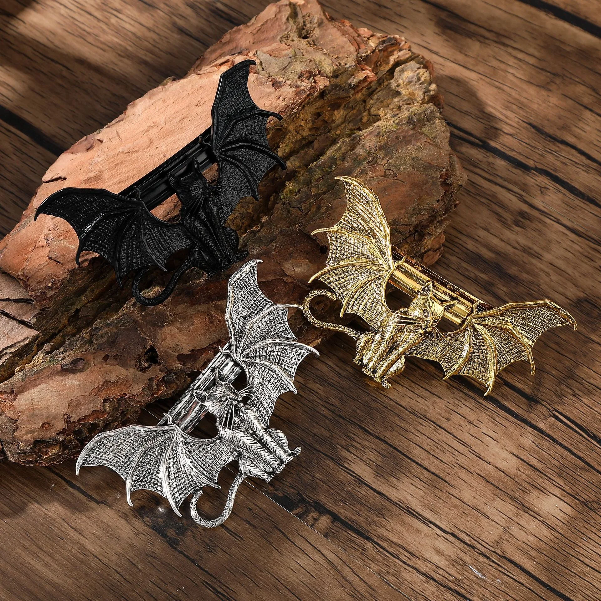 Französische Haarspange, Gothic-Hexen-Haarspangen-Accessoires, Haarspange mit Fledermaus-Dämonen-Katzen, geeignet für Damen-Haar-Accessoires, Haarspange