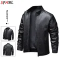 Herbst Winter männer Motorrad PU Leder Jacke Mantel Biker Neue Mode Leder Jacke Männer Warme Windschutz Männer Oberbekleidung Schwarz