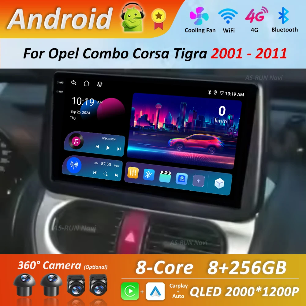 Navigation GPS Android 14 für Opel Combo Corsa Tigra 2001–2011 Autoradio Multimedia Player BT HD Bildschirm 4G DSP Stereo WiFi Image