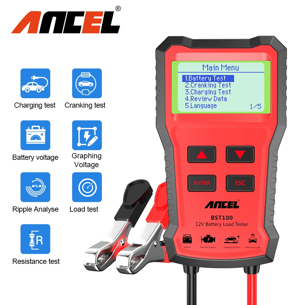 ANCEL BST100 Auto Batterie Tester 12V Batterie Analyzer Ankurbeln Lade Circut Test Batterie Tester Auto Diagnose Scanner Werkzeuge PK BM550 Image