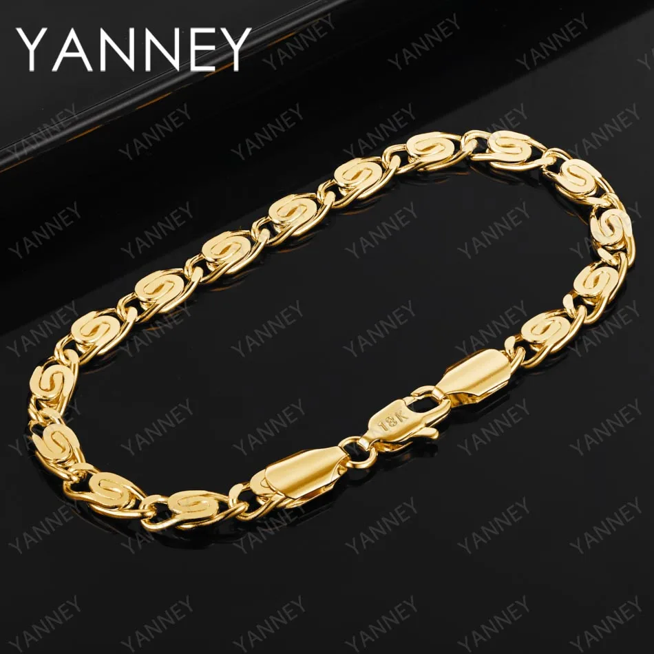 Frau Charme 925 Sterling Silber 18 Karat Gold Hip Hop Punk Kette 8 Zoll Armband für Schmuck Accessoires Mode Party Geschenke Image
