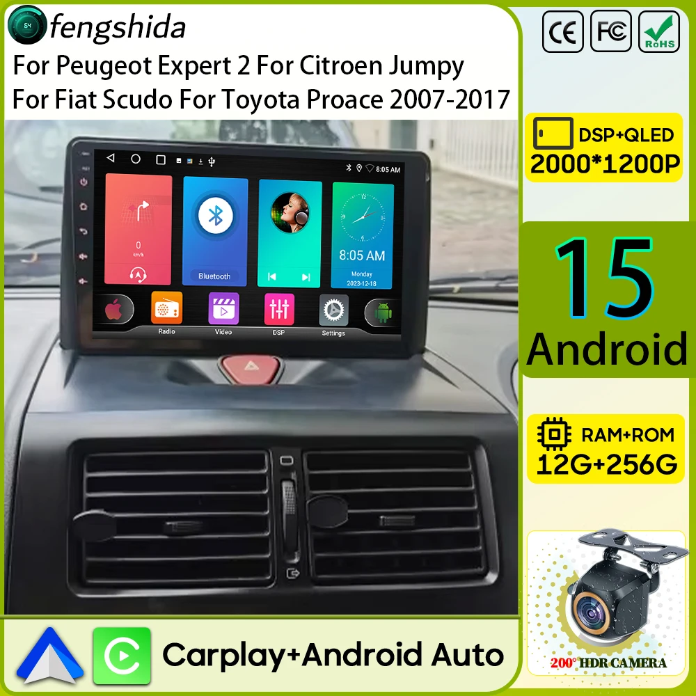 Auto Radio Carplay Für Peugeot Expert 2 Für Citroen Jumpy Für Fiat Scudo Für Toyota Proace 2007-2017 navigation GPS Android Auto Image