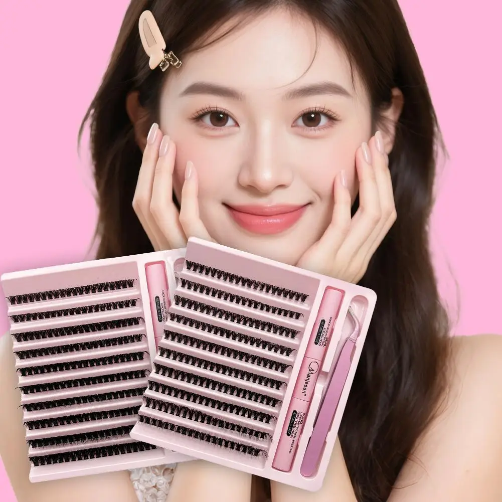 Wimpern-Cluster-Set, Extensions-Set, große Kapazität, künstliche Wimpern-Cluster, Make-up-Werkzeuge zum Kleben von Wimpern, Kleber Image