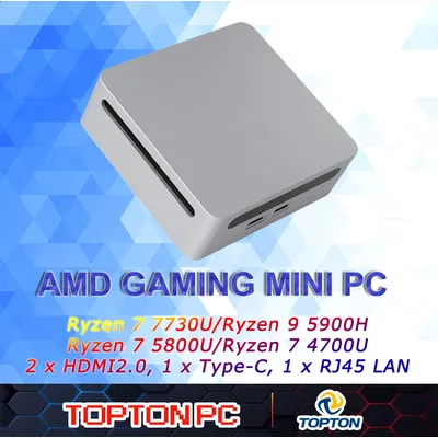 Günstiger Mini-PC AMD Ryzen 7 7730U 7 5800U Mini-Computer, Mini-Gaming-PC mit USB-Typ-C-Desktop-Computer, unterstützt dreifaches 4K-Display