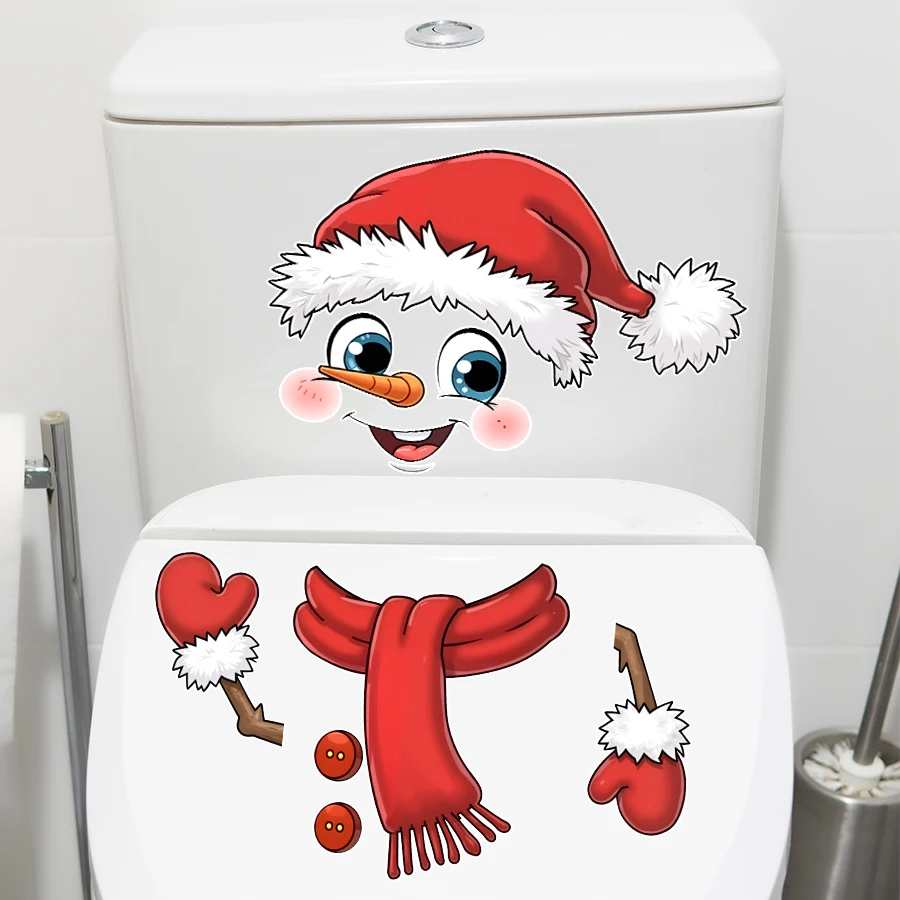 Cartoon Weihnachten Schneemann Wc Aufkleber Abnehmbare PVC Badezimmer Dekor Für Schlafzimmer Wohnzimmer Badezimmer Hause Wc Dekoration Image