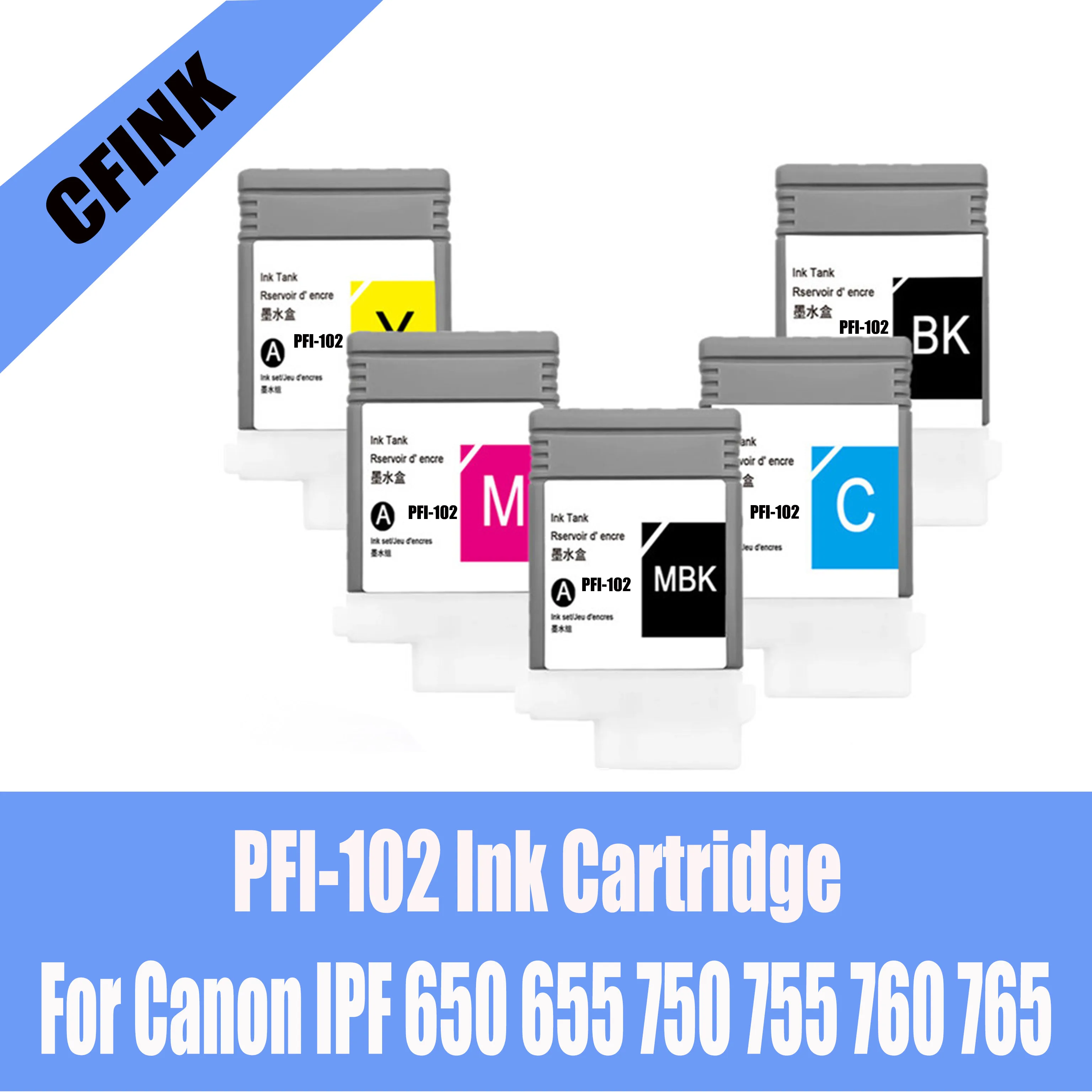 PFI 102 PFI-102 PFI102 Tintenpatrone für Canon iPF500/510 iPF600/605/610 iPF700/710/720/760 iPF650/655 iPF750/755 Drucker Image