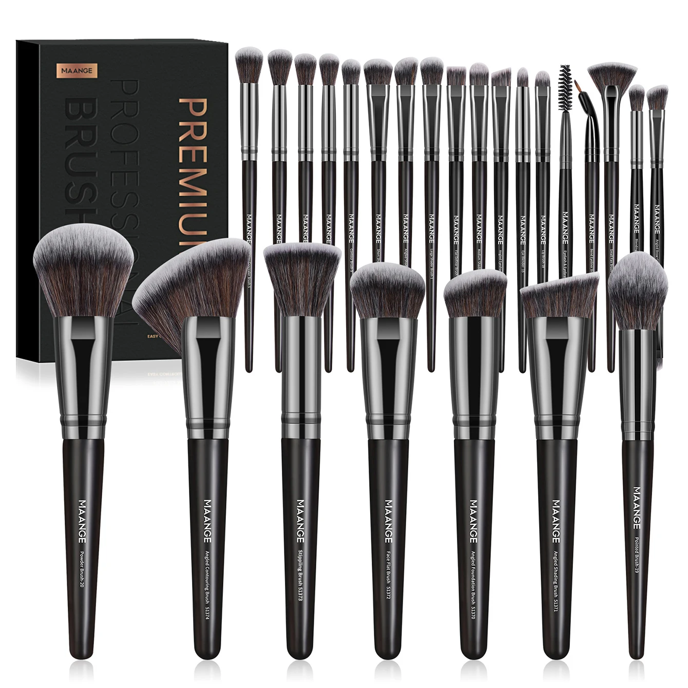 MAANGE 25-teiliges professionelles Make-up-Pinsel-Set für Geschenkboxen, Gesicht, Augen, Schönheit, Pinsel für Foundation, Conceal, Lidschatten, Konturpinsel-Set Image