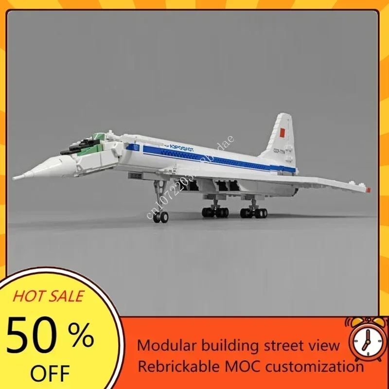 1846PCS MOCS Neue Concorde Flugzeug Tupolev Tu-144D Supersonic Flugzeug Technologie Benutzerdefinierte Puzzles Montage Spielzeug Weihnachten Geschenk Image
