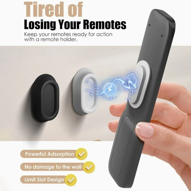 2 Stück Installieren Sie die Fernbedienung mit magnetischem Saughaken, stark klebendem Saugnapf, wandmontierter Fernseher, Klimaanlagen-Fernbedienung Image