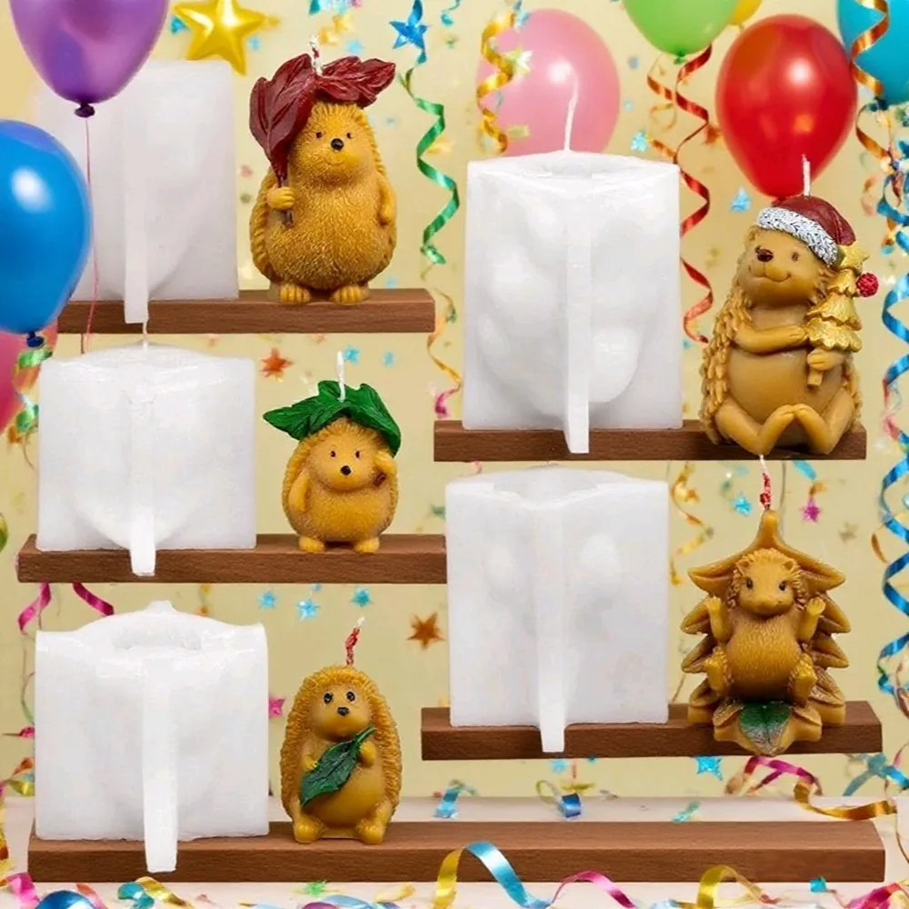 3D Herbst Igel Party Weihnachten Silikon Form Seife Harz Handwerk Gips DIY Kerze Herstellung Kit Handgemachte Weihnachten Aroma Dekor Geschenke Image