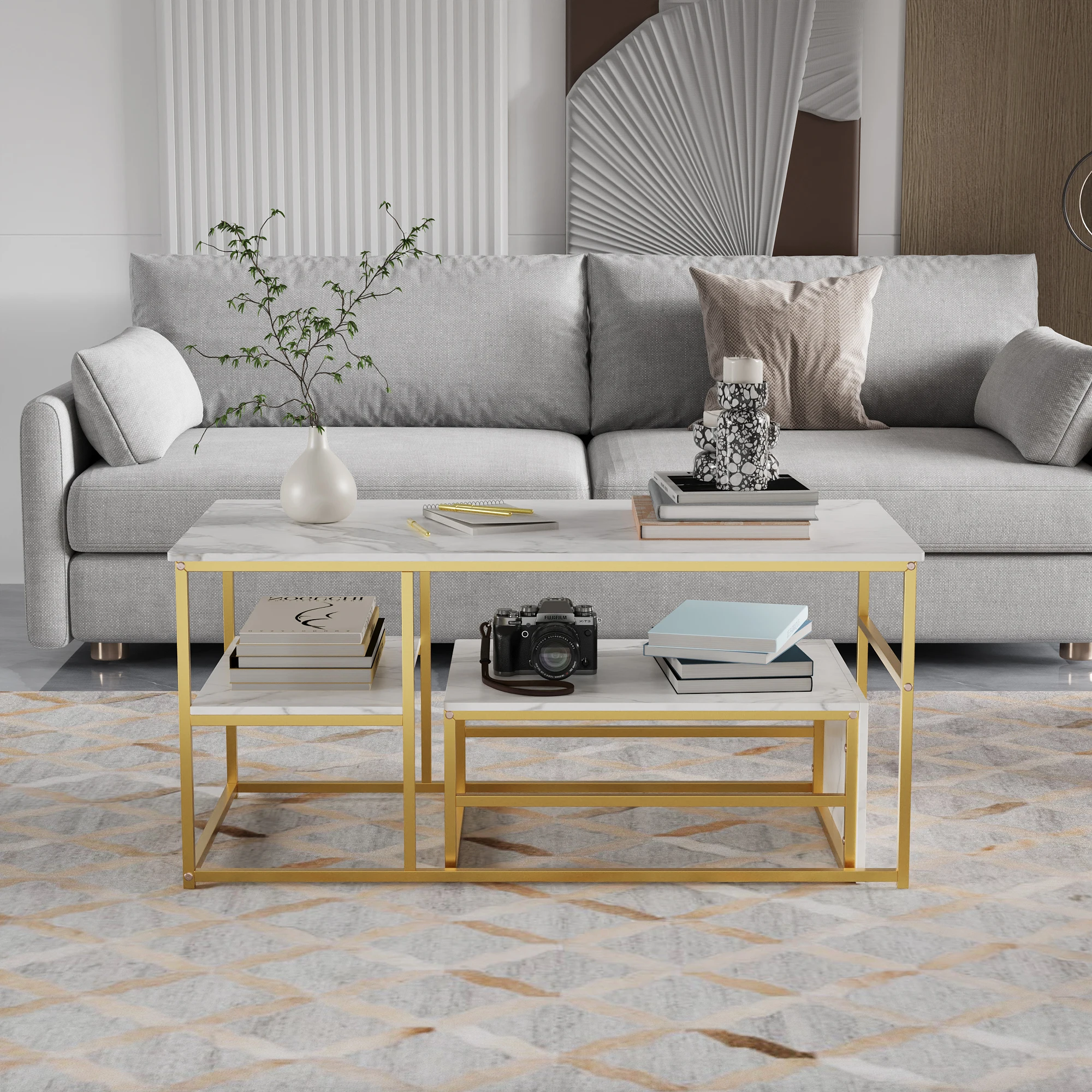 Rosahqnda table basse 2 pièces table d